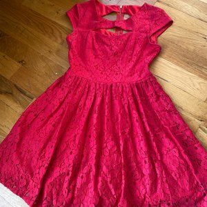 City Studio Red Lace Cut Out Cocktail Dress